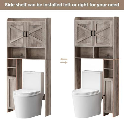 Homhedy Wooden Over The Toilet Storage Cabinet with Barn Door
