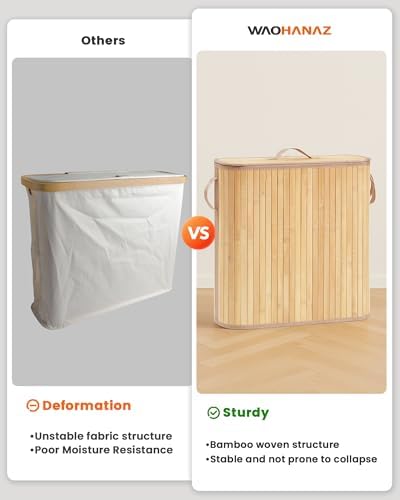 Bamboo Toilet Paper Storage Basket with Lid & Handle - 32L Large Capacity Handwoven Bathroom Organizer for 16 Rolls - Sturdy Stand Holder for Toilet Paper Organization, Natural