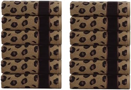 COTTON CRAFT Wash Cloth - 12 Pack 100% Cotton Soft Animal Print Washcloths