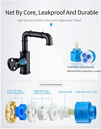 Modern Brass Bathroom Faucet with Hot and Cold Water Mixer Tap for Kitchen Contemporary Black Finish