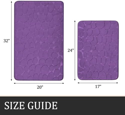 YIHOUSE Bathroom Rugs Mat Set, Memory Foam Bath Mat 2 Piece Purple