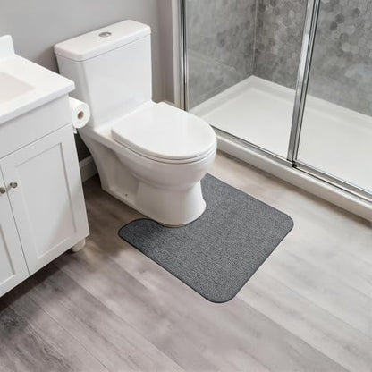 Bosap Toilet Rugs U Shaped Bathroom Rug,Machine Washable Non Slip Quick Dry Super Absorbent Ultra Thin Toilet Mats for Bathroom Toilet.Dark Grey,1'8"x2'(20x24inch)