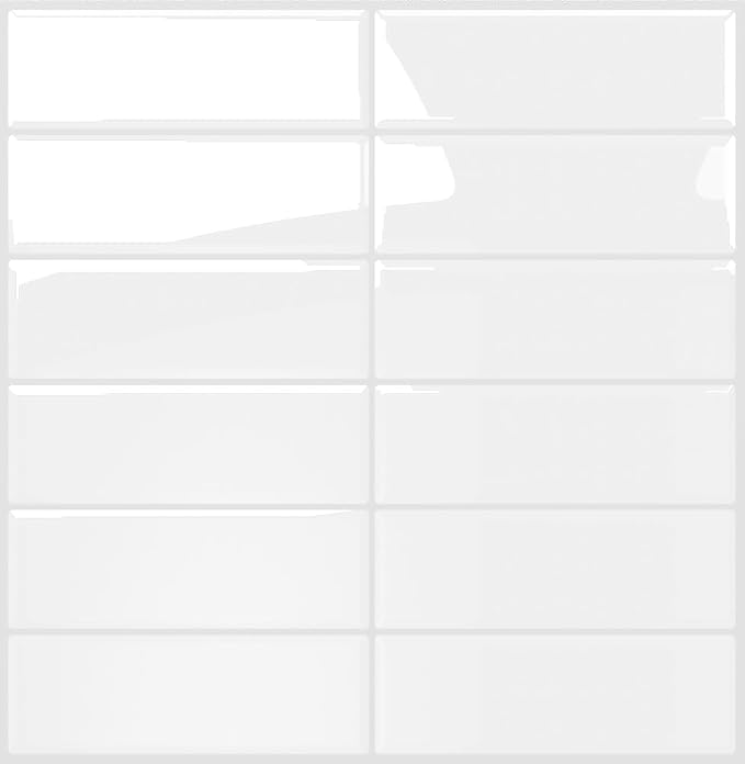 Peel and Stick Backsplash for Kitchen: Self Adhesive Wall Tiles for Bathroom - Vinyl Thick Back Splash Tile (10, Vinyl White)