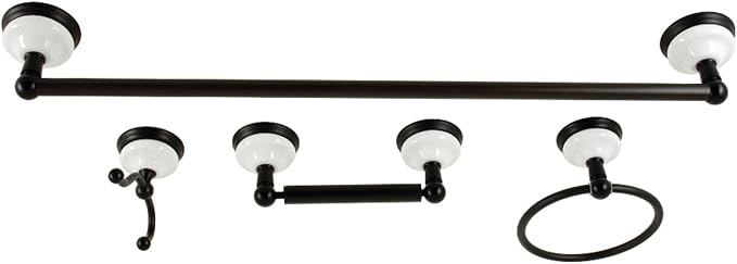 Kingston Brass BAK1111478MB Victorian 4-Piece 24-Inch Towel Bar Bathroom Accessory Set in Matte Black