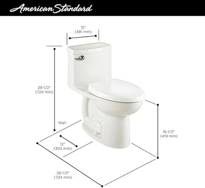 American Standard 2403128.020 Compact Cadet 3 One-Piece Toilet with Slow-Close Seat, Elongated Front, Left-Hand Flush, White, 1.28 gpf