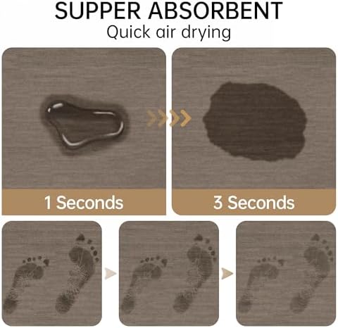 Mecko Bath Mat 24"x48",Ultra Thin Bathroom Rug fit Under Door Brown