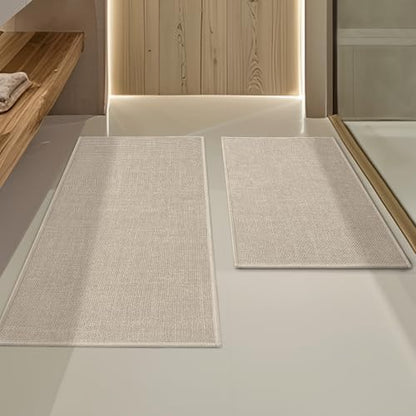 YIHOUSE Bathroom Rugs Thin Bath Mat Sets 2 Pieces Quick Dry,Beige
