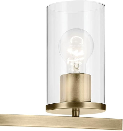 Crosby 4.5" 1-Light Wall Sconce with Clear Glass in Natural Brass, for Bathroom, Powder Room, Hallway, Kitchen, Bedroom, Fireplace, (4.5" x 9.25"), 45495NBRCLR