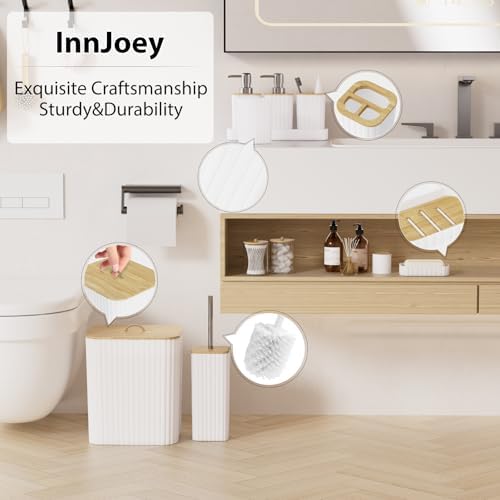 Bathroom Accessories Set - 10PC Bathroom Set, White Bathroom Set, Bathroom Accessories Set, Toilet Brush, Bathroom Trash Can & Soap Dispenser