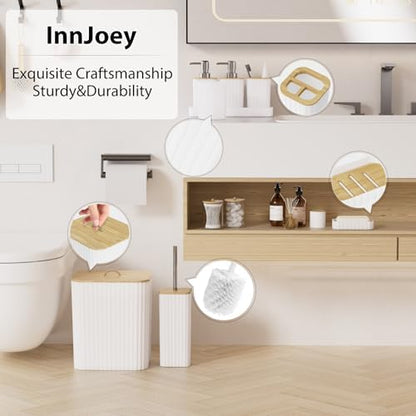 Bathroom Accessories Set - 10PC Bathroom Set, White Bathroom Set, Bathroom Accessories Set, Toilet Brush, Bathroom Trash Can & Soap Dispenser