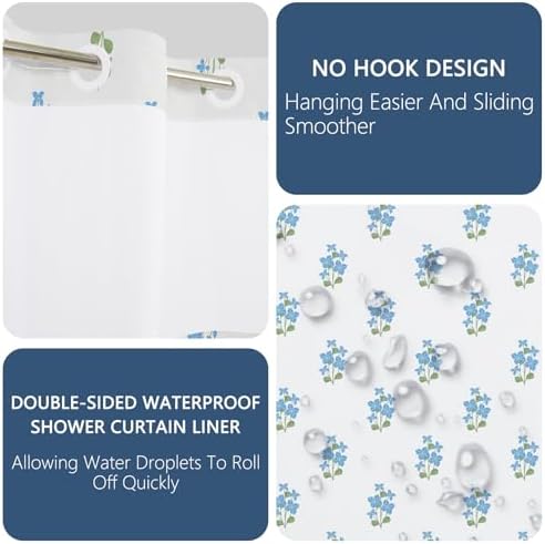 No Hook Shower Curtain with Snap in Liner 71x74 Inch