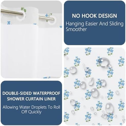 No Hook Shower Curtain with Snap in Liner 71x74 Inch