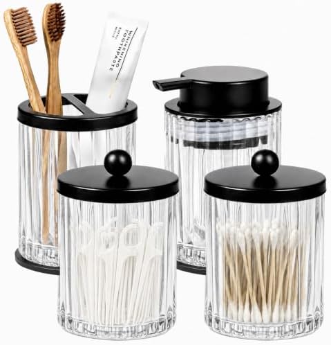 Amolliar Bathroom Accessories Set, Clear Glass Complete 4PCS Bathroom Sets