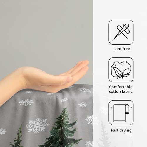 Winter Trees Hand Towels Set of 2, 28x14 Inch Grey Snowflake Brich Tree Soft Comfortable Absorbent Dish Cloths Towel for Kitchen Bathroom Home Xmas Holiday Decor and Gifts