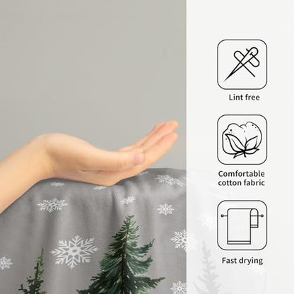 Winter Trees Hand Towels Set of 2, 28x14 Inch Grey Snowflake Brich Tree Soft Comfortable Absorbent Dish Cloths Towel for Kitchen Bathroom Home Xmas Holiday Decor and Gifts