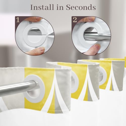 Yiatn Gray Yellow Shower Curtain with Snap-in Liner, 71 x 74 Inch