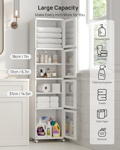Vtopmart 63.2”H x 15.2“W Waterproof Bathroom Storage Cabinet for Tiny Space
