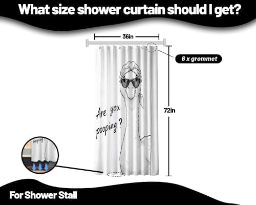 Small Stall Narrow Shower Curtain 36 x 72 Inch Funny Duck Stand Up Fun Silly Shower Curtains for Rv Camper Bathroom Decor Sets, Waterproof Cloth Fabric with Hooks