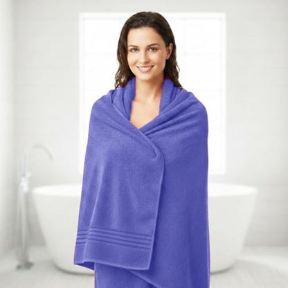 8 Piece Bath Towels for Bathroom - 100% Cotton, Soft Absorbent Bathroom Towels Set - 2 Extra Large Bath Towels, 2 Hand Towels & 4 Washcloths - Hotel Spa Thick Plush Towel, Purple