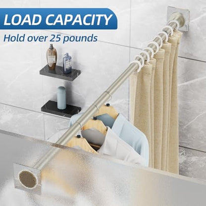 CorkLatta Nickel Adjustable Shower Curtain Rod 32 to 80 inch with 2 Holders