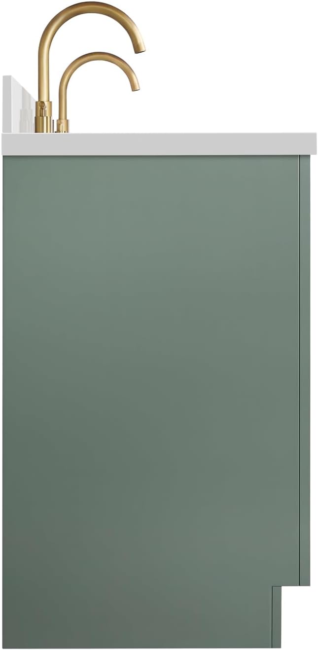 ARIEL Loren 72-inch Bathroom Vanity with Sink,Solid Wood, 1.5-inch Pure White Quartz Countertop, Double Oval Porcelain Sink, 4 Soft Closing Doors, 3 Dovetail Drawers, Vintage Green