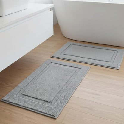 SHACOS Soft Microfiber Bathroom Rugs Set of 2 Pieces, Light Grey