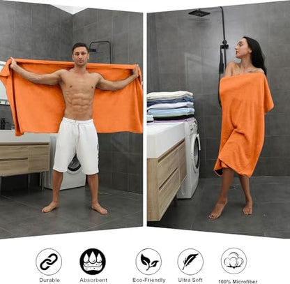 Smuge Extra Large Bath Towel Sheet Set 35x70 Inches - Oversized Highly Absorbent Towels Set,Jumbo Microfiber - Quick Dry, Lightweight,Super Soft for Bathroom,Hotel,SPA,Pack of 4 (Orange Red)