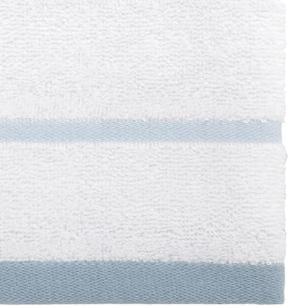 IZOD – Washcloths, Plush Ringspun Cotton Blend Towels with Absorbent Terry & Durable Hem, Striped Bathroom Towels, Set of 4 (Sandbar Blue)