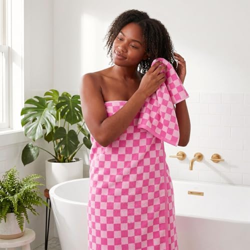 Pink Bath Towel Set for Bathroom Decor, 8-Piece Soft & Absorbent Cottons