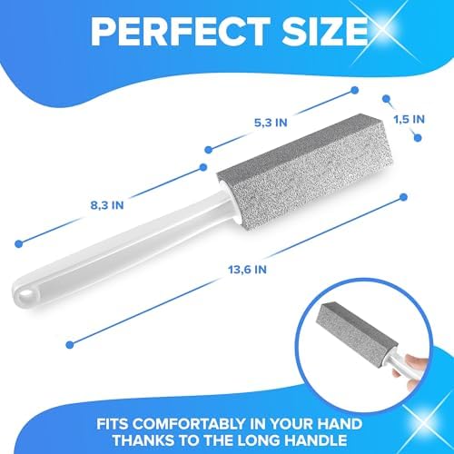 DISIWENE Pumice Cleaning Stone with Handle Toilet Bowl Cleaner Hard Water Ring Remover for Bath/Pool/Kitchen/Household Cleaning (2, 2 Pack with Extra Long Handle)