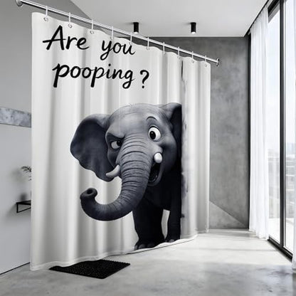 Funny Elephant Shower Curtain are You Pooping, 60x72 Inchs