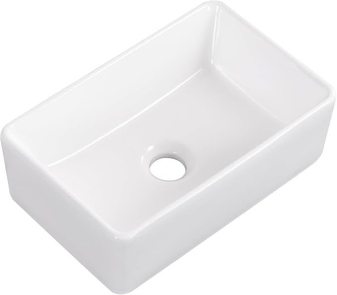 Vessel Sink 15"x9" Rectangular Bathroom Sink Modern White Porcelain Ceramic Above Counter Drop-in Vanity Sink for Bathrooms Art Basin