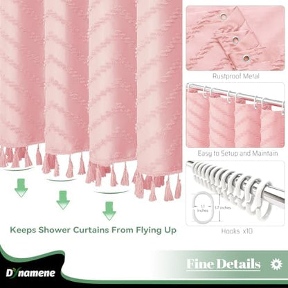 Dynamene Stall Boho Farmhouse Shower Curtain Tufted Chevron 54"x78" Pink