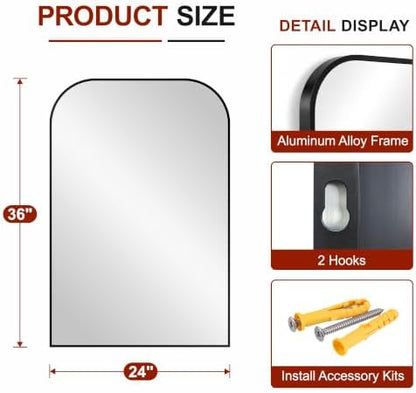 Bathroom Black Vanity Mirror for Over Sink, 36" x 24"