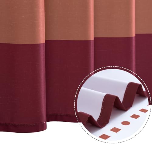 jinchan Boho Shower Curtain Burgundy and White 70x72 Inch 12 Hooks