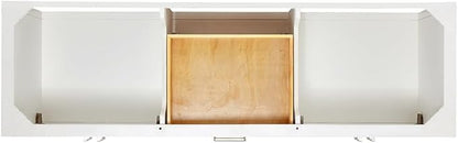 ARIEL Magnolia 72-inch Bathroom Vanity with Sink,Solid Wood, 1.5-inch Pure White Quartz Countertop & Backsplash, Double Rectangular Porcelain Sink, 4 Soft Closing Doors, 3 Dovetail Drawers, White