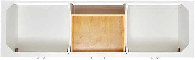 DKB Olivia 72-Inch White Double Bathroom Vanity, 1.5-Inch Edge Italian Carrara Marble Countertop & Splash, Rectangular Sinks, 4 Soft Closing Doors, 3 Dovetail Drawers, Open Shelf, Brushed Nickel