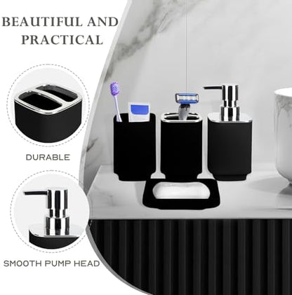 RRM Bathroom Accessories Set 4 Piece, Black Boho Bathroom Decor