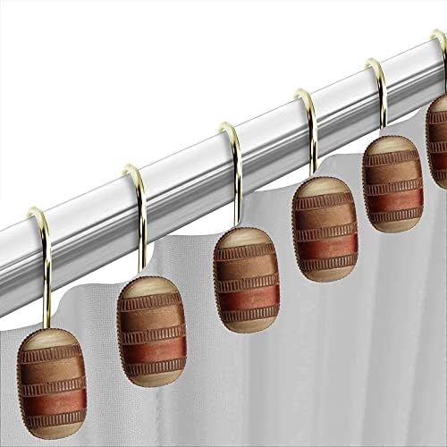 Zahari Home Contempo Shower Hooks Set - Rust-Proof Curtain Rings with Unique Design - 12 Resin Hooks for Customizing Your Shower Space