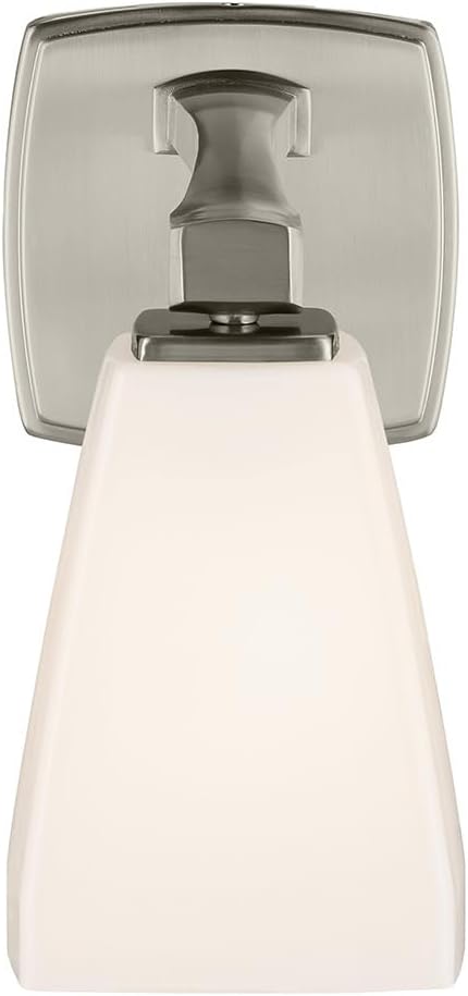 Kichler Marant 5" 1-Light Wall Sconce with Opal Glass in Brushed Nickel, for Bathroom, Powder Room, Hallway, Fireplace, (5" W x 9.5" H), 55214NI