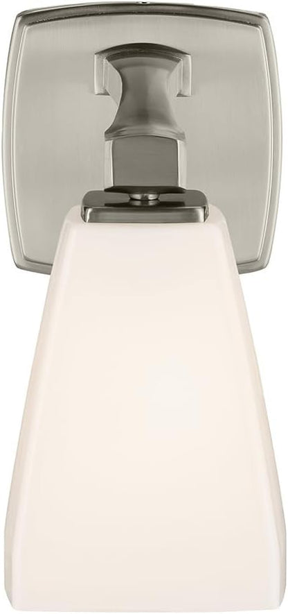 Kichler Marant 5" 1-Light Wall Sconce with Opal Glass in Brushed Nickel, for Bathroom, Powder Room, Hallway, Fireplace, (5" W x 9.5" H), 55214NI