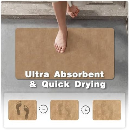 TYUU Thin Bath Mat, Bathroom Rugs Non Slip Washable, 24x48 Camel
