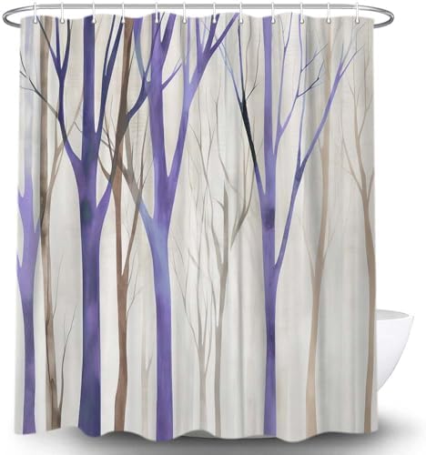 Birch Forest Abstract Shower Curtain Farmhouse Bathroom Decor 72X84 Inch