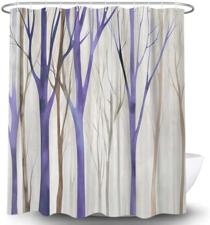 Birch Forest Abstract Shower Curtain Farmhouse Bathroom Decor 60X72 Inch