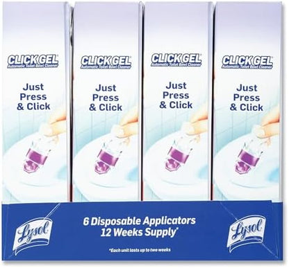 Lysol Click Gel Automatic Toilet Bowl Cleaner, Bathroom Essentials, Toilet Freshener, Refreshing Lavender Scent, 6 Count (Pack of 1)