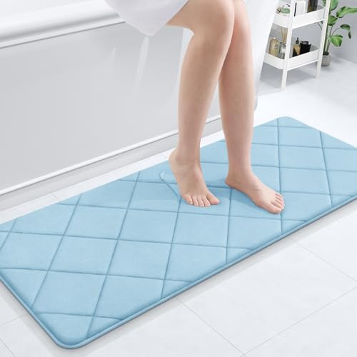 OLANLY Memory Foam Bath Mat 47x20, Ultra Soft and Absorbent Bathroom Rugs