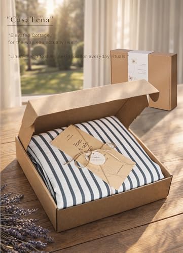 Farmhouse Striped Shower Curtain Set, Linen Blend Fabric with Detachable Polyester Liner, Breathable & Machine Washable, Rustic Black for Bathroom Decor Standard 72" W x 72" L - Hooks Not Included