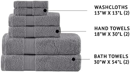 Madison Park Organic Cotton Bath Towel Set Absorbent, 6 Piece, Charcoal