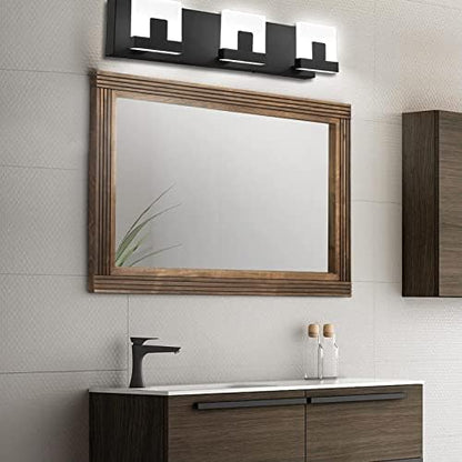 YOSHOOT Hand-Made Wooden Spliced Wall Mirror for Bathroom, Rustic Farmhouse Vanity Mirror, Décor Wall Art, Solid Wood Frame, Vertical or Horizontal Hanging, 60" x 36", Brown