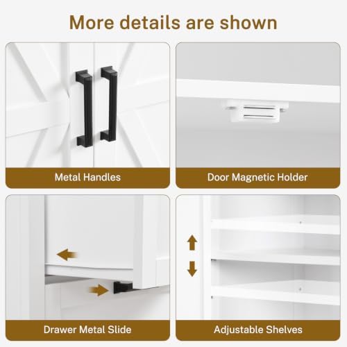 TEENFON Storage Cabinet with Doors & Adjustable Shelf